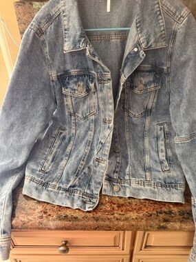 Free People Light Wash Blue Denim Jacket